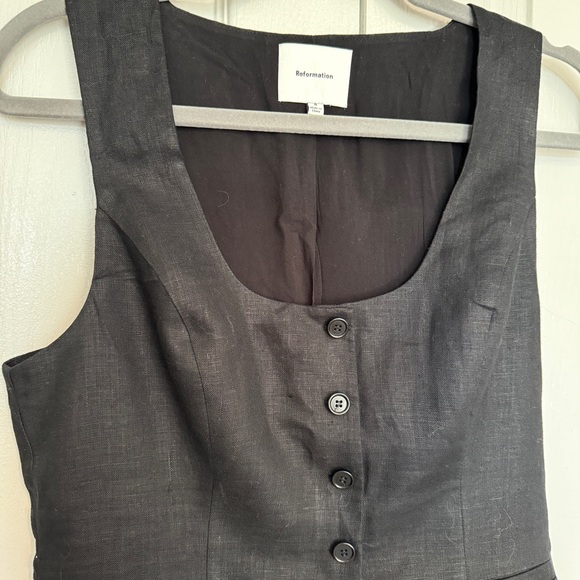Reformation Delanie Linen Top / Vest Black Size 8 - Picture 3 of 3